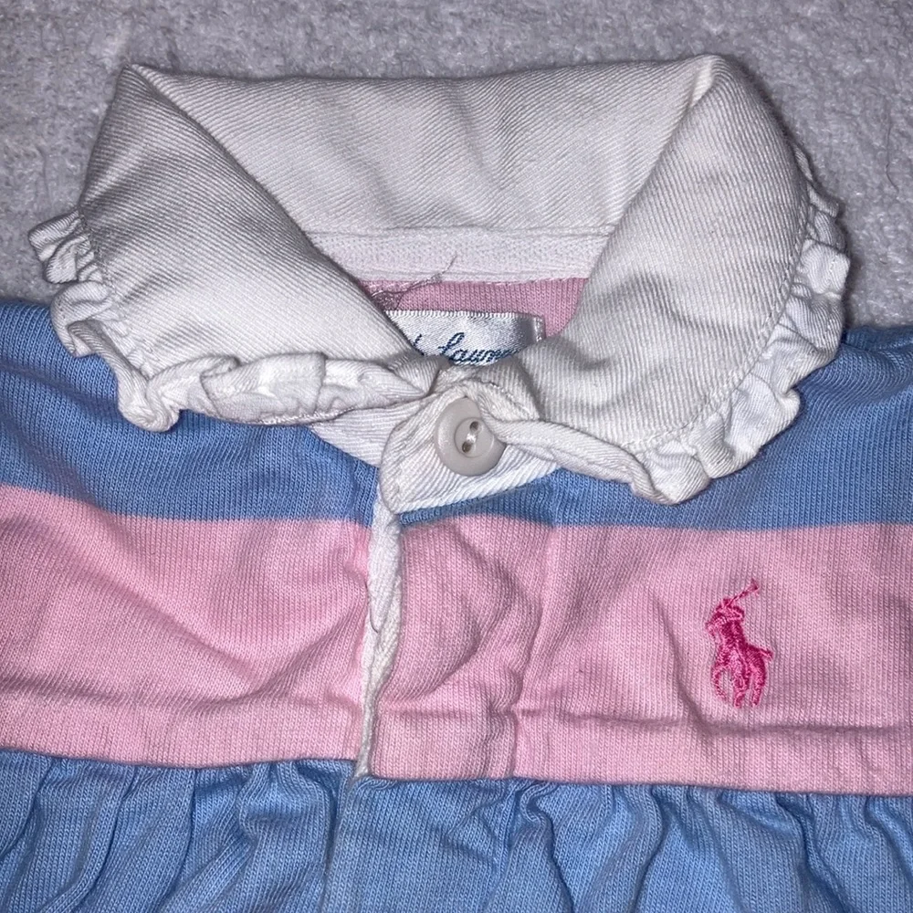 Ralph Lauren pink blue striped bubble romper one piece 6m